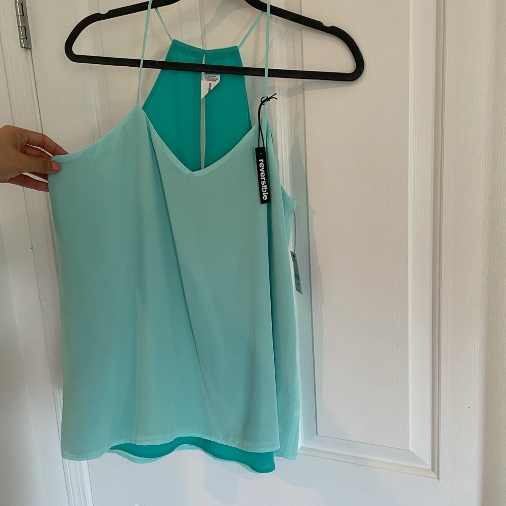 Express - Teal and baby blue reversible tank!